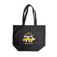 70th anniversary logo on black tote