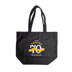 70th anniversary logo on black tote