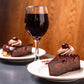 Chocolate Cherry cake with glass of red wine