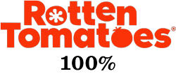 Rotten tomtatoes logo full color, 100% score