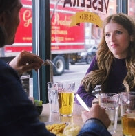 Anna Kendrick being filmed in Veselka 