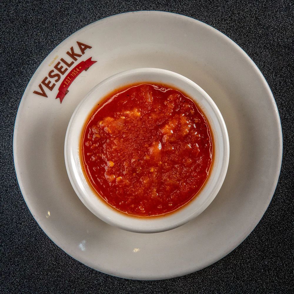 Tomato sauce in a side dish 