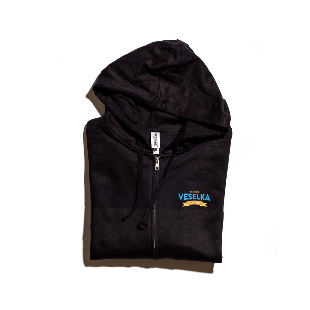 Ukraine Hoodie - Unisex Hoodie front side with blue and yellow logo 