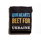 Ukraine Hoodie - Unisex Hoodie, our hearts beet for Ukraine blue and yellow and white artwork, back side 